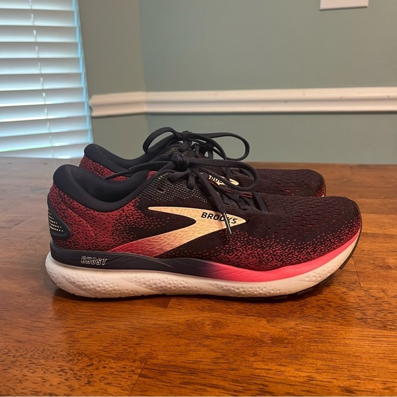 Womens Brooks Ghost 16 navy pink size 9 narrow - Picture 5 of 13